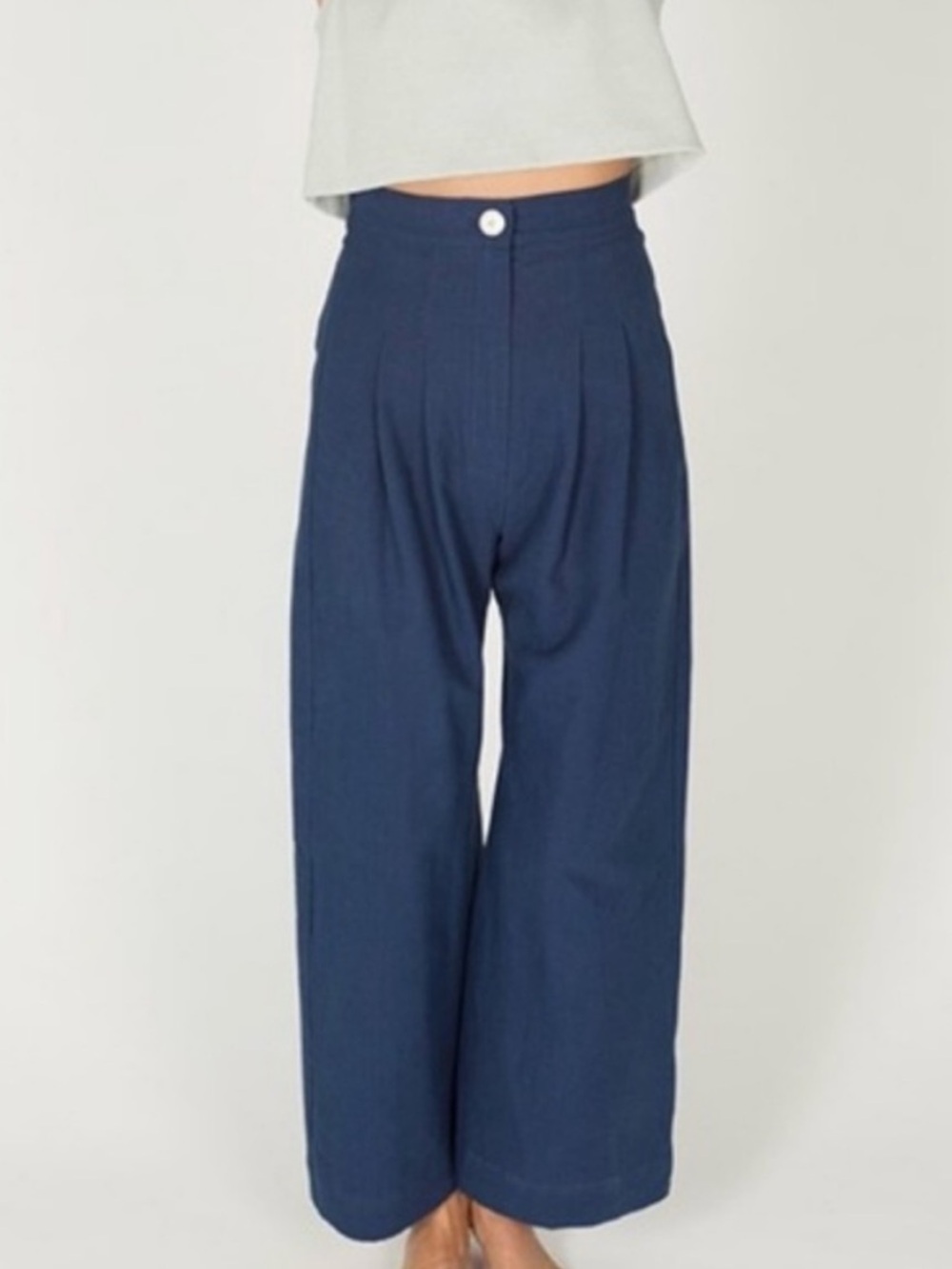 ILANA KOHN boyd pants deep indigo navy cotton linen wide leg pleat size 6